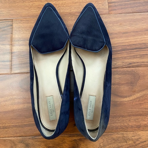 Cole Haan Blue suede and fur flats - Picture 1 of 4